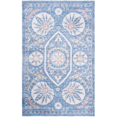 Safavieh 4 x 6 ft. Saffron Rectangle Power Loomed Area RugBlue & Creme SFN551M-4